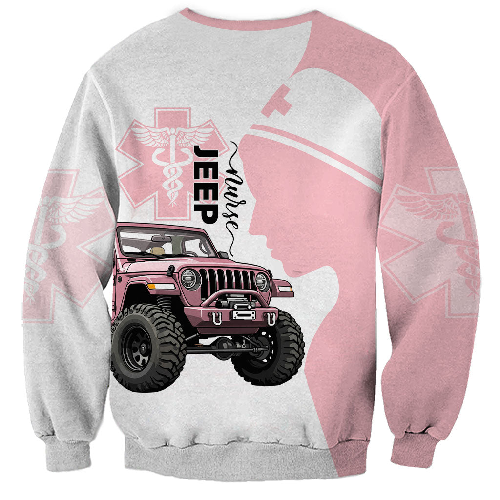 Jeep Nurse Pink Offroad Vehicle Sweatshirt Pink Healthcare Star Of Life - Silhouette Female Nurse