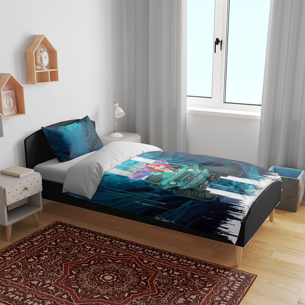 Jeep Mermaid Bedding Set Nautical Off-Road Concept With Vibrant Ocean Underwater Art