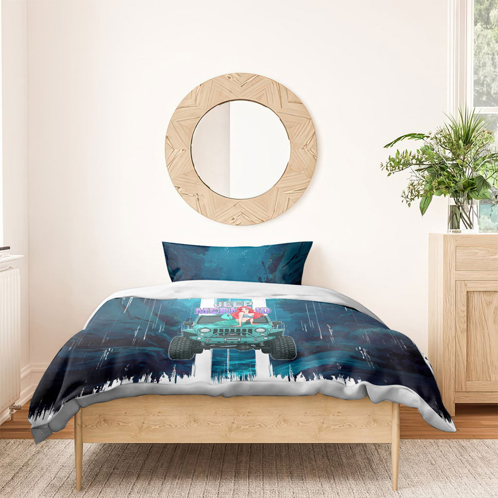 Jeep Mermaid Bedding Set Nautical Off-Road Concept With Vibrant Ocean Underwater Art