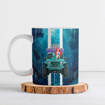 Jeep Mermaid Ceramic Mug Nautical Off-Road Concept With Vibrant Ocean Underwater Art