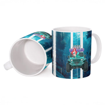 Jeep Mermaid Ceramic Mug Nautical Off-Road Concept With Vibrant Ocean Underwater Art