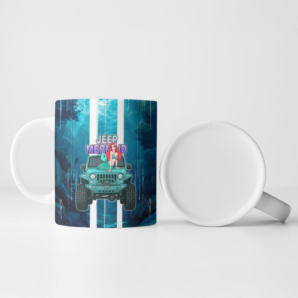 Jeep Mermaid Ceramic Mug Nautical Off-Road Concept With Vibrant Ocean Underwater Art