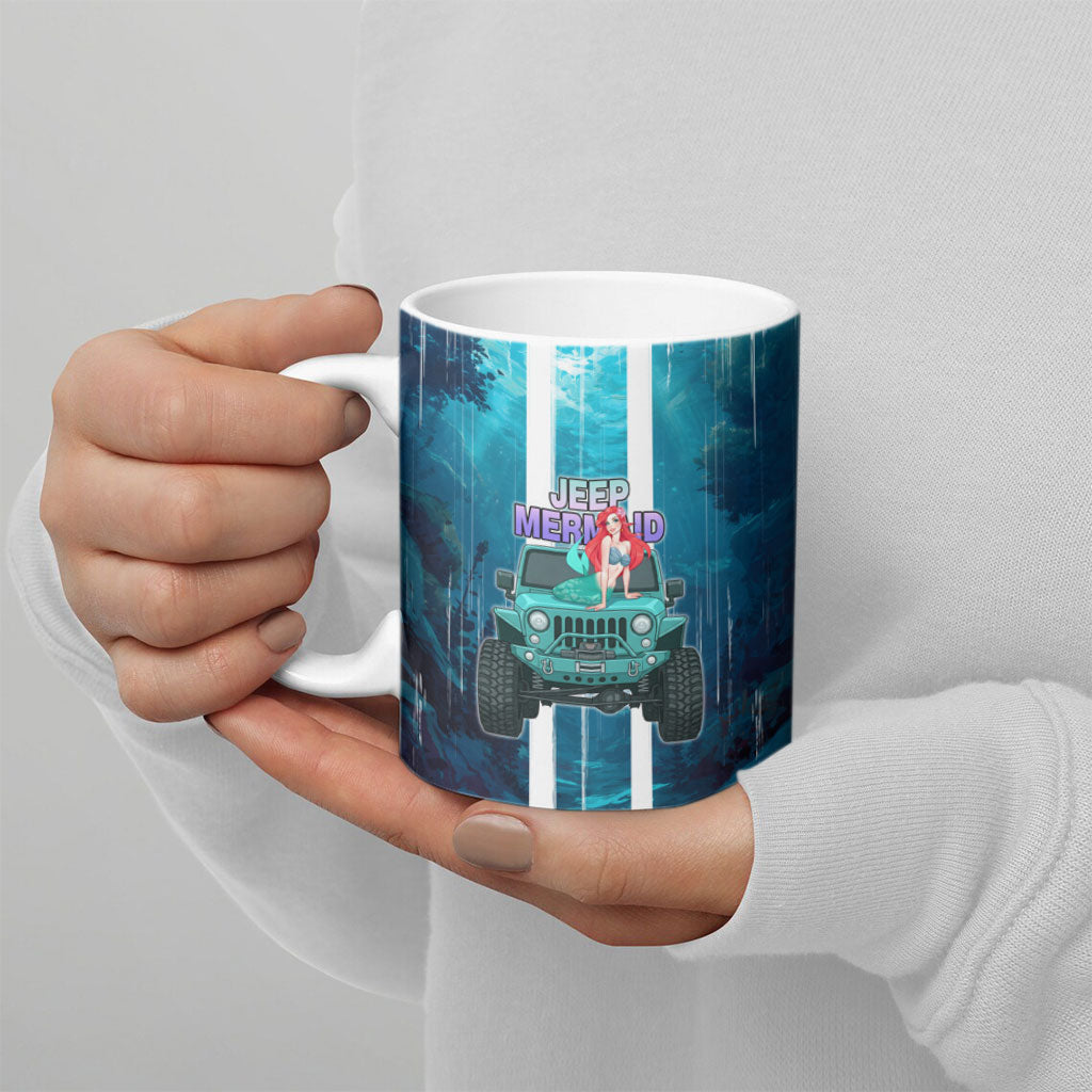 Jeep Mermaid Ceramic Mug Nautical Off-Road Concept With Vibrant Ocean Underwater Art