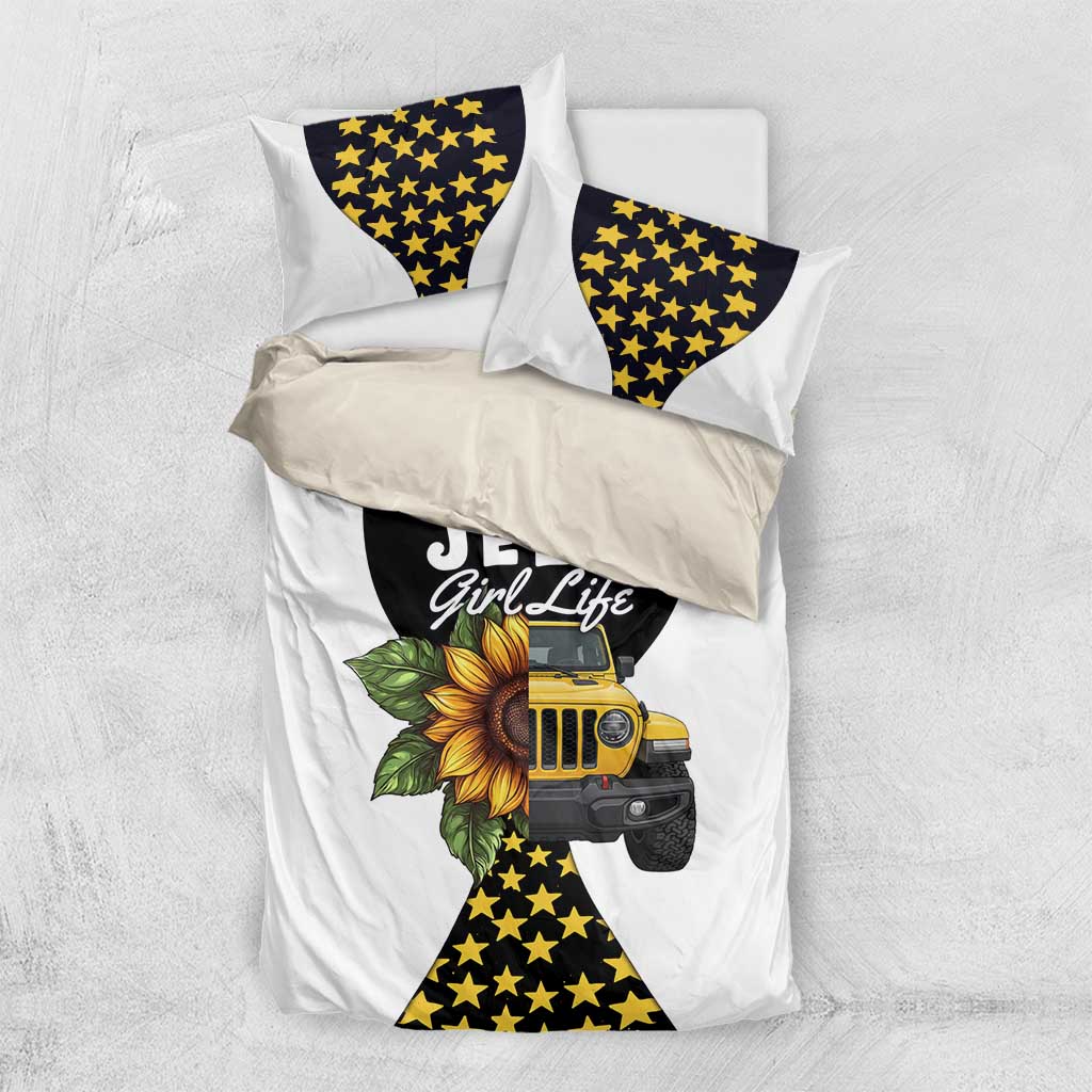 Rockin The Jeep Girl Life Bedding Set Sunflower Americana Graphic Illustration