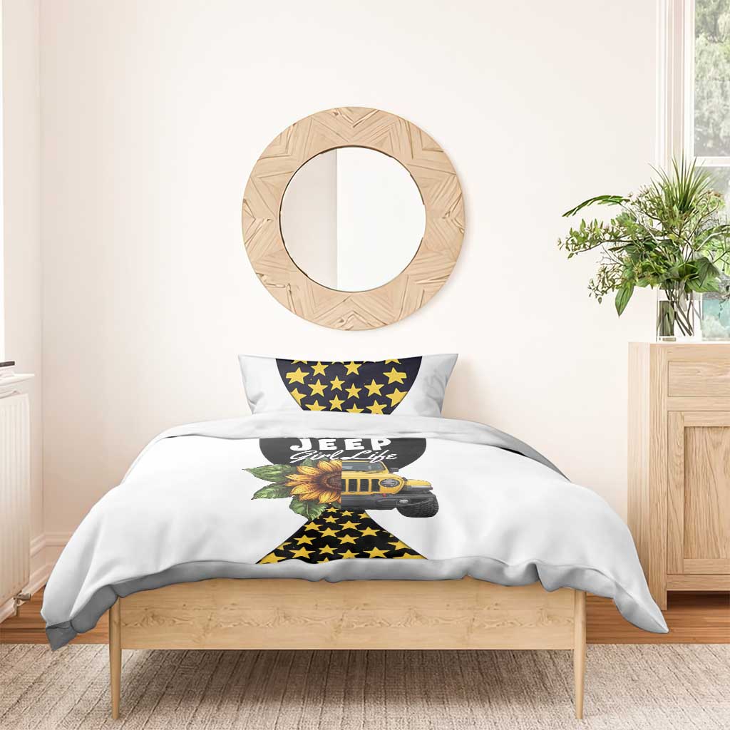 Rockin The Jeep Girl Life Bedding Set Sunflower Americana Graphic Illustration