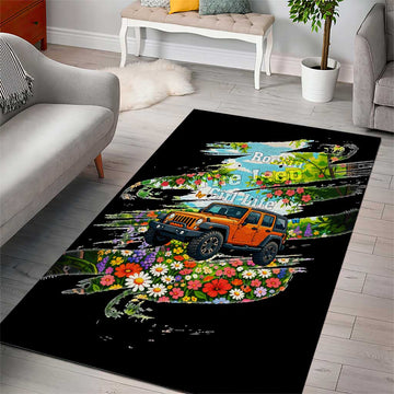 Rockin The Jeep Girl Life Area Rug Floral Brushstroke Scenic Illustration TS04