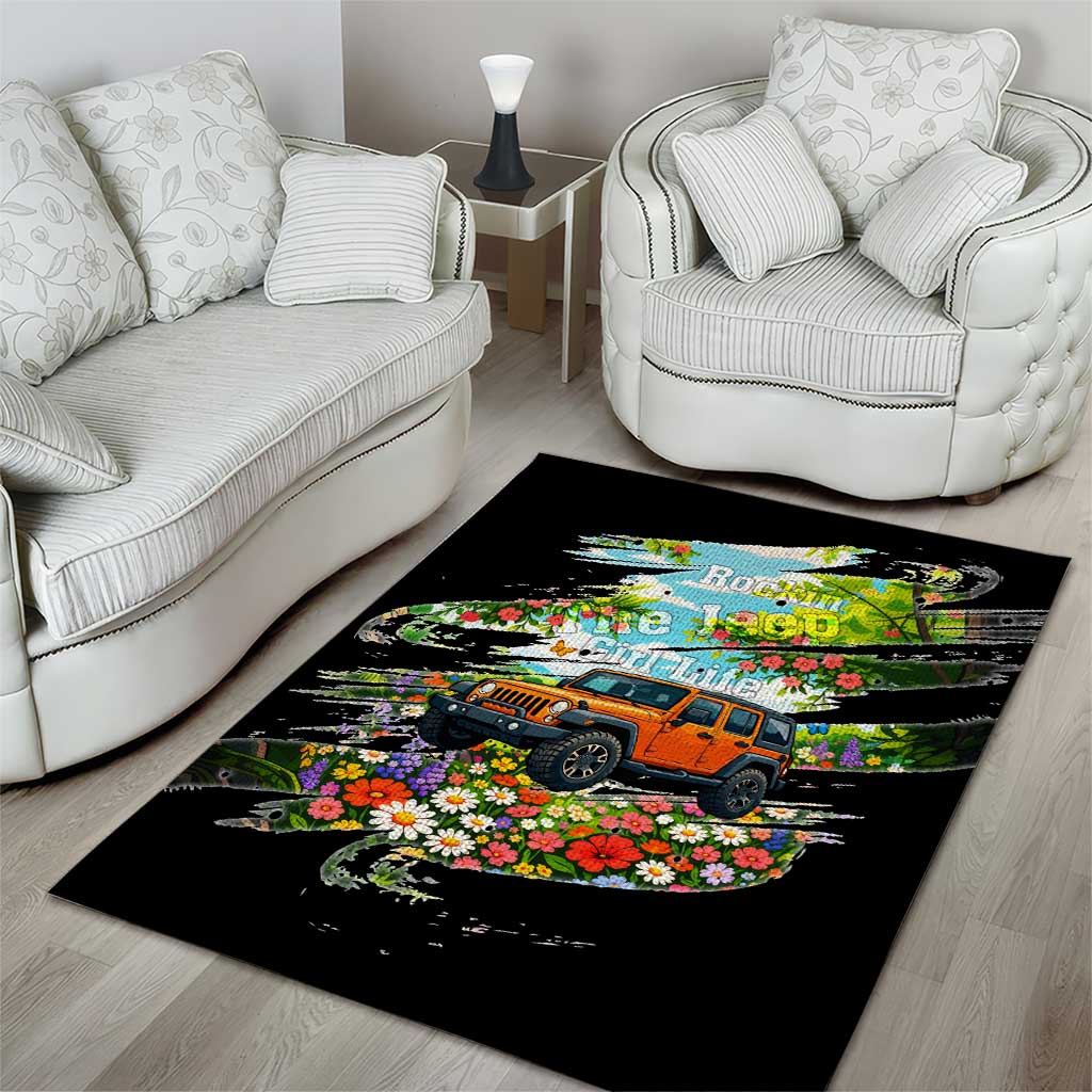 Rockin The Jeep Girl Life Area Rug Floral Brushstroke Scenic Illustration TS04