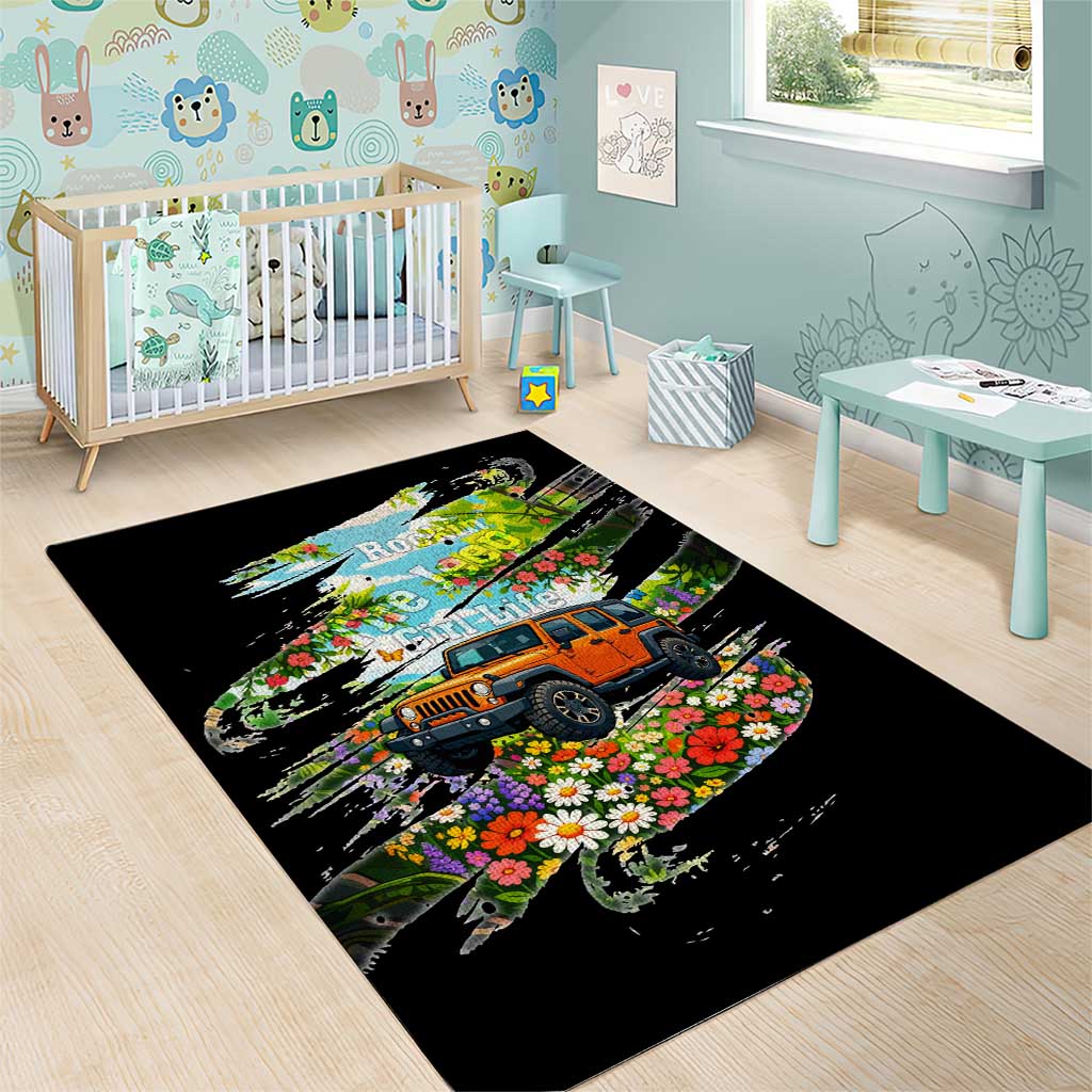 Rockin The Jeep Girl Life Area Rug Floral Brushstroke Scenic Illustration TS04