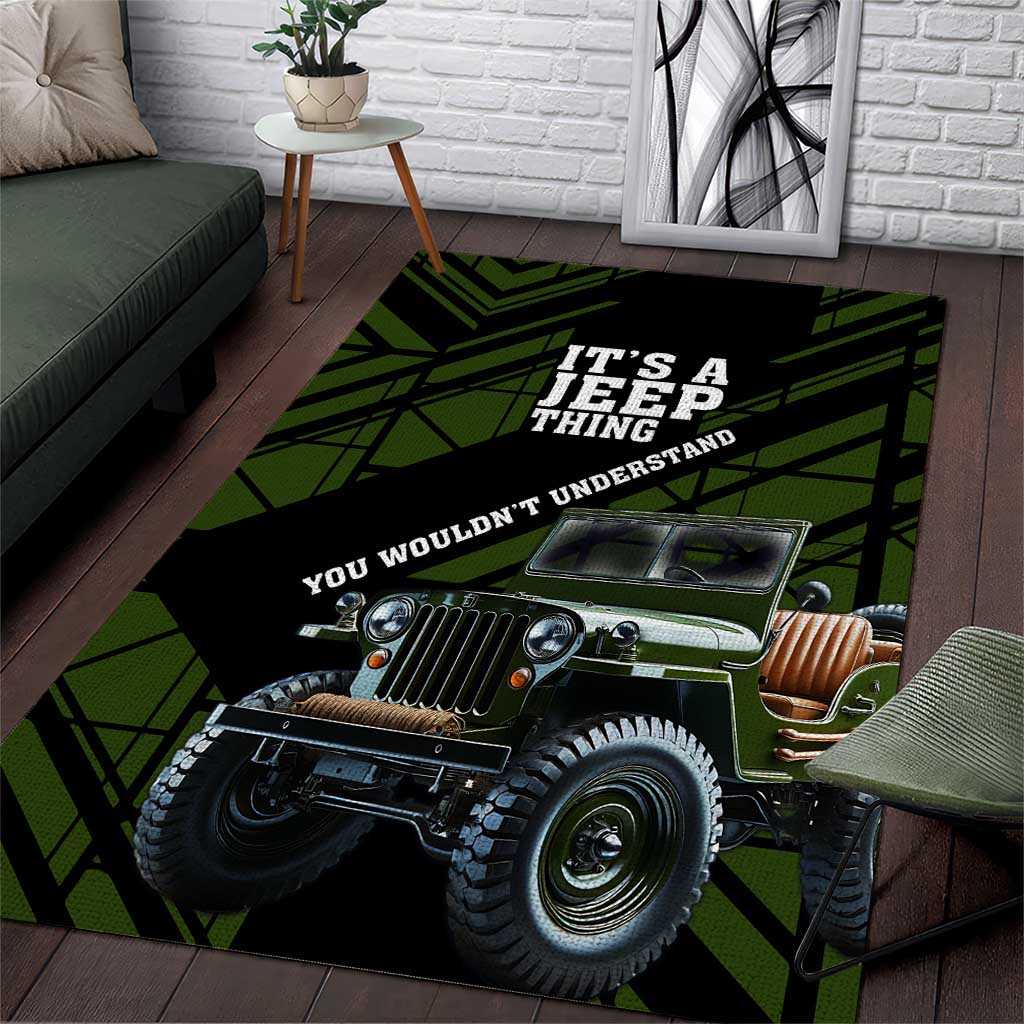 It’s A Jeep Thing Area Rug Vintage Military Geometric Graphic Illustration TS04