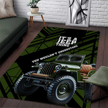 It’s A Jeep Thing Area Rug Vintage Military Geometric Graphic Illustration TS04