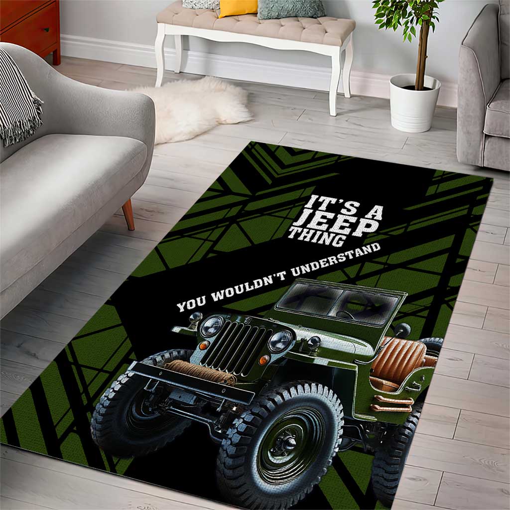 It’s A Jeep Thing Area Rug Vintage Military Geometric Graphic Illustration TS04