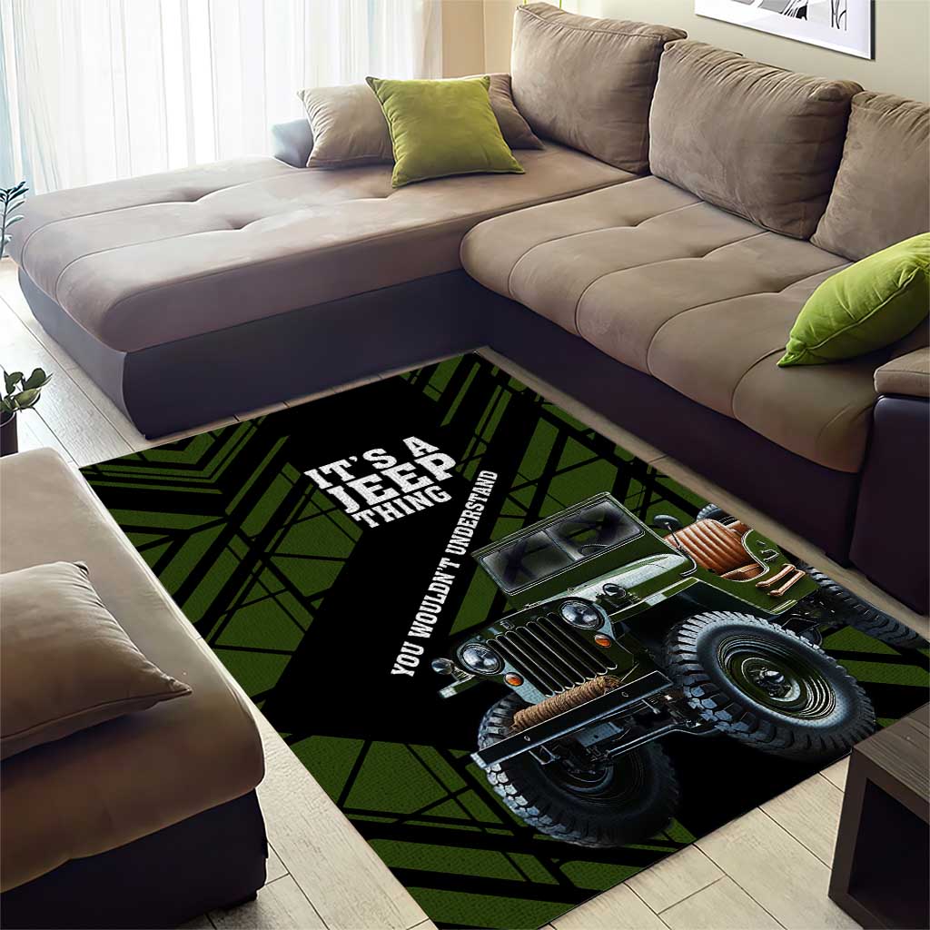 It’s A Jeep Thing Area Rug Vintage Military Geometric Graphic Illustration TS04
