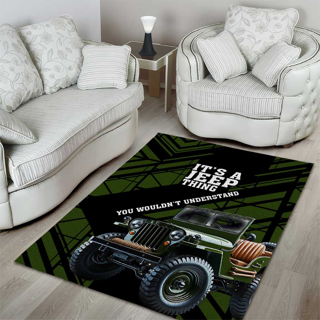 It’s A Jeep Thing Area Rug Vintage Military Geometric Graphic Illustration TS04