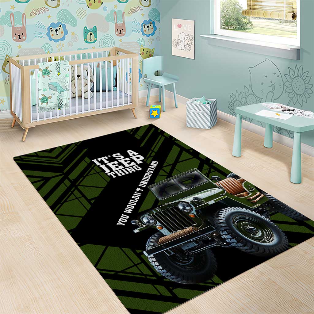 It’s A Jeep Thing Area Rug Vintage Military Geometric Graphic Illustration TS04