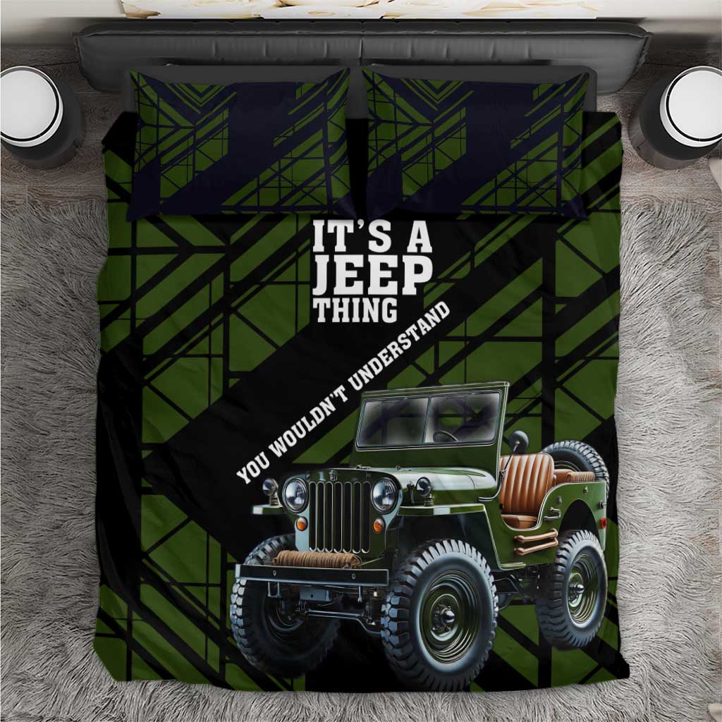It’s A Jeep Thing Bedding Set Vintage Military Geometric Graphic Illustration