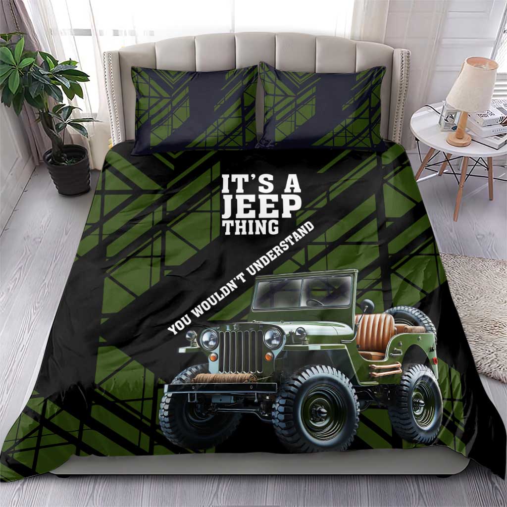 It’s A Jeep Thing Bedding Set Vintage Military Geometric Graphic Illustration