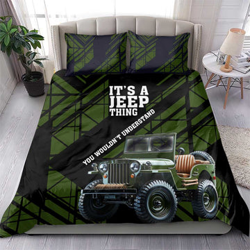 It’s A Jeep Thing Bedding Set Vintage Military Geometric Graphic Illustration