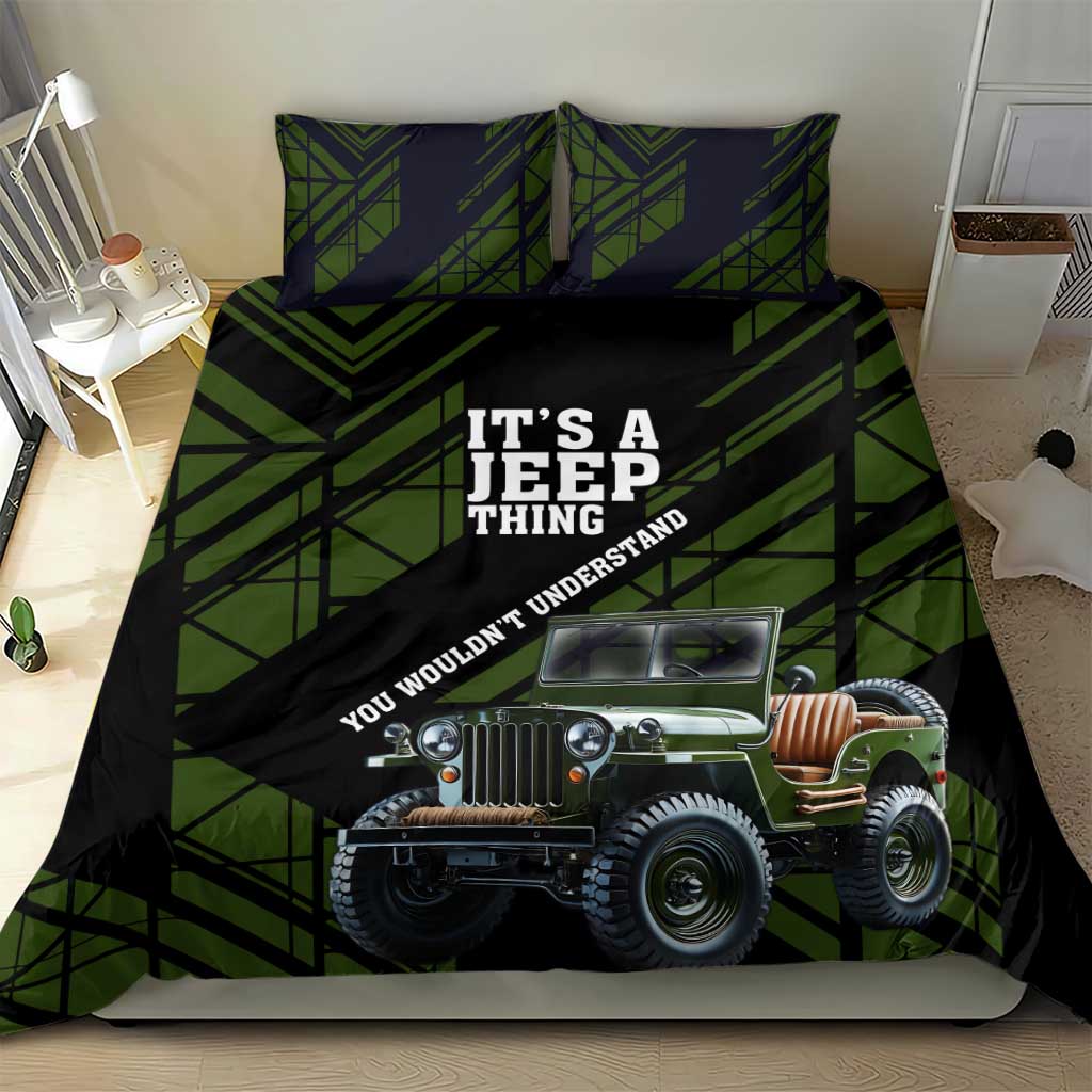 It’s A Jeep Thing Bedding Set Vintage Military Geometric Graphic Illustration