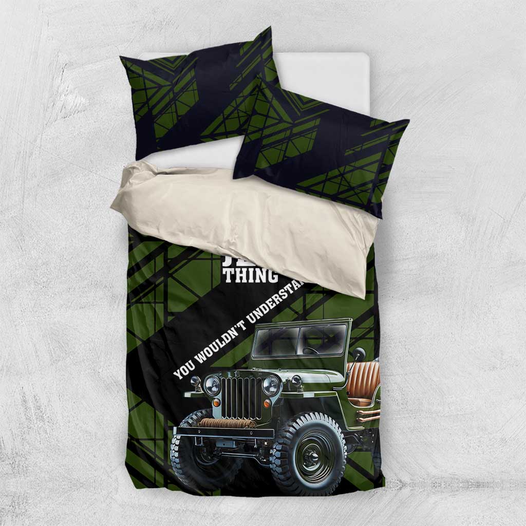 It’s A Jeep Thing Bedding Set Vintage Military Geometric Graphic Illustration