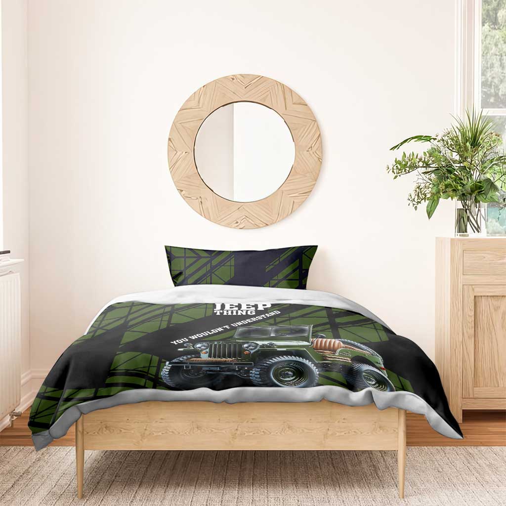 It’s A Jeep Thing Bedding Set Vintage Military Geometric Graphic Illustration