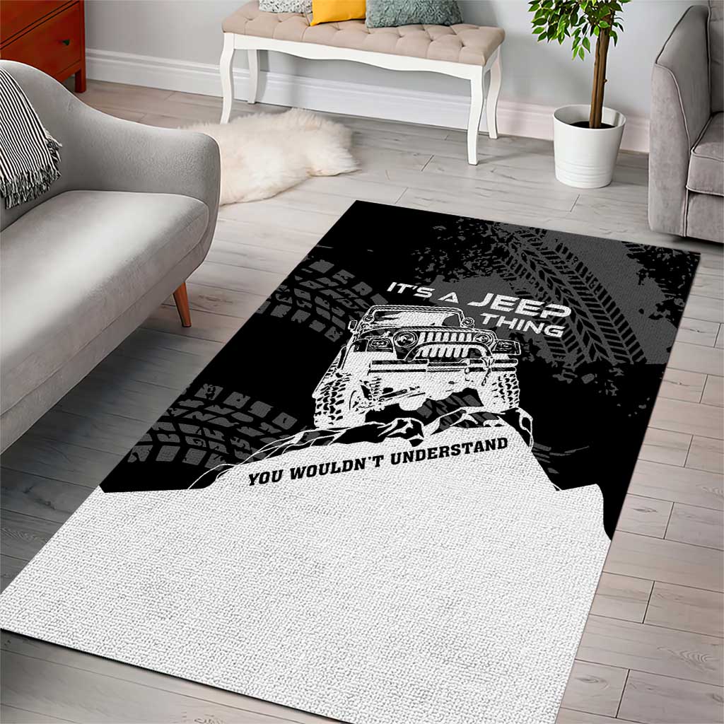It’s A Jeep Thing Area Rug Monochrome Grunge Off-Road Illustration TS04