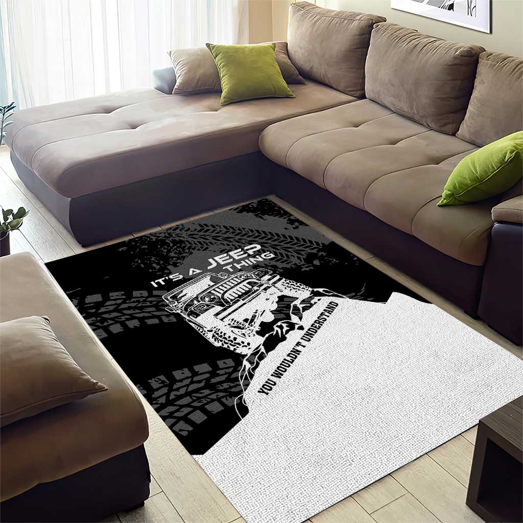 It’s A Jeep Thing Area Rug Monochrome Grunge Off-Road Illustration TS04