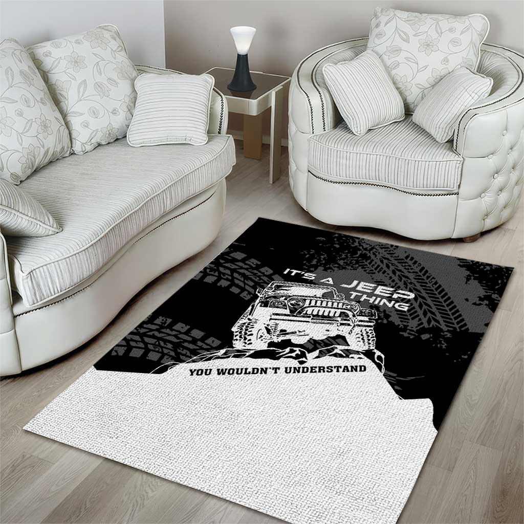 It’s A Jeep Thing Area Rug Monochrome Grunge Off-Road Illustration TS04