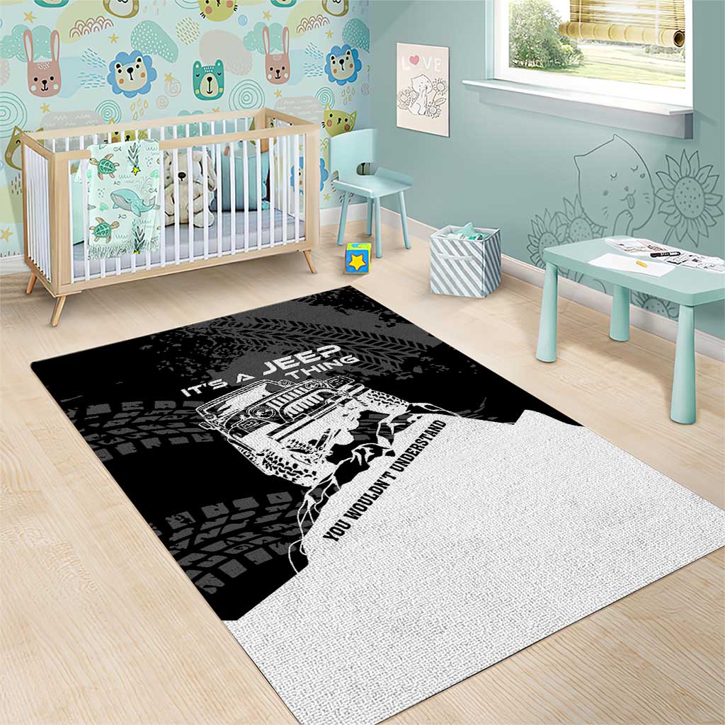 It’s A Jeep Thing Area Rug Monochrome Grunge Off-Road Illustration TS04