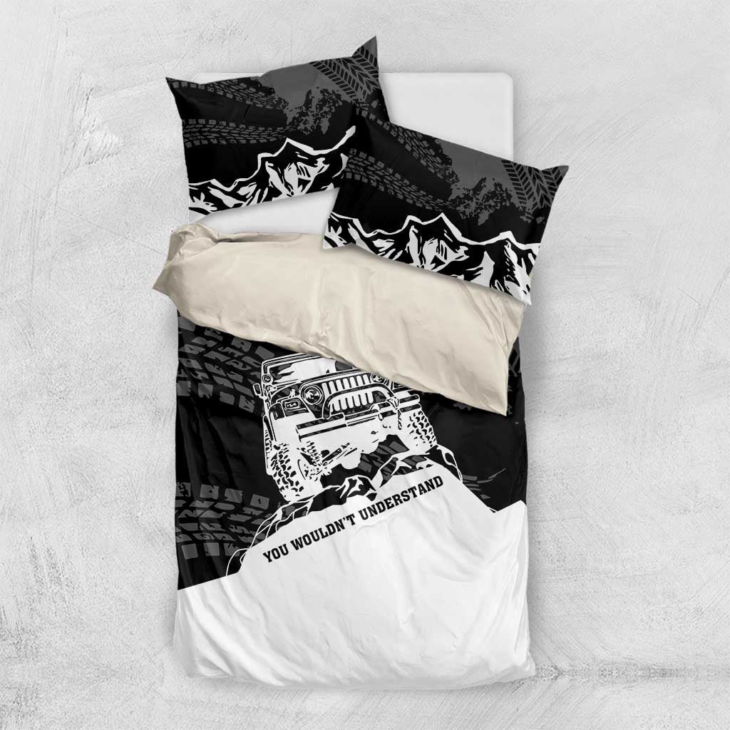 It’s A Jeep Thing Bedding Set Monochrome Grunge Off-Road Illustration