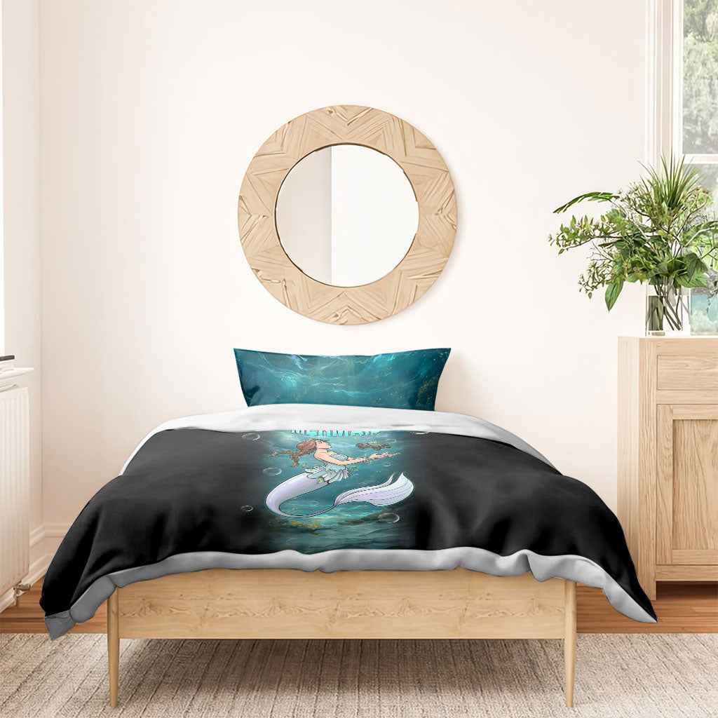 Jeep Mermaid Bedding Set Fantasy Underwater Scene With Vintage Military Vehicle Art