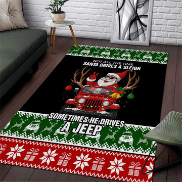 Santa Claus Drive A JEEP Area Rug Funny Xmas Holiday Patterns TS04