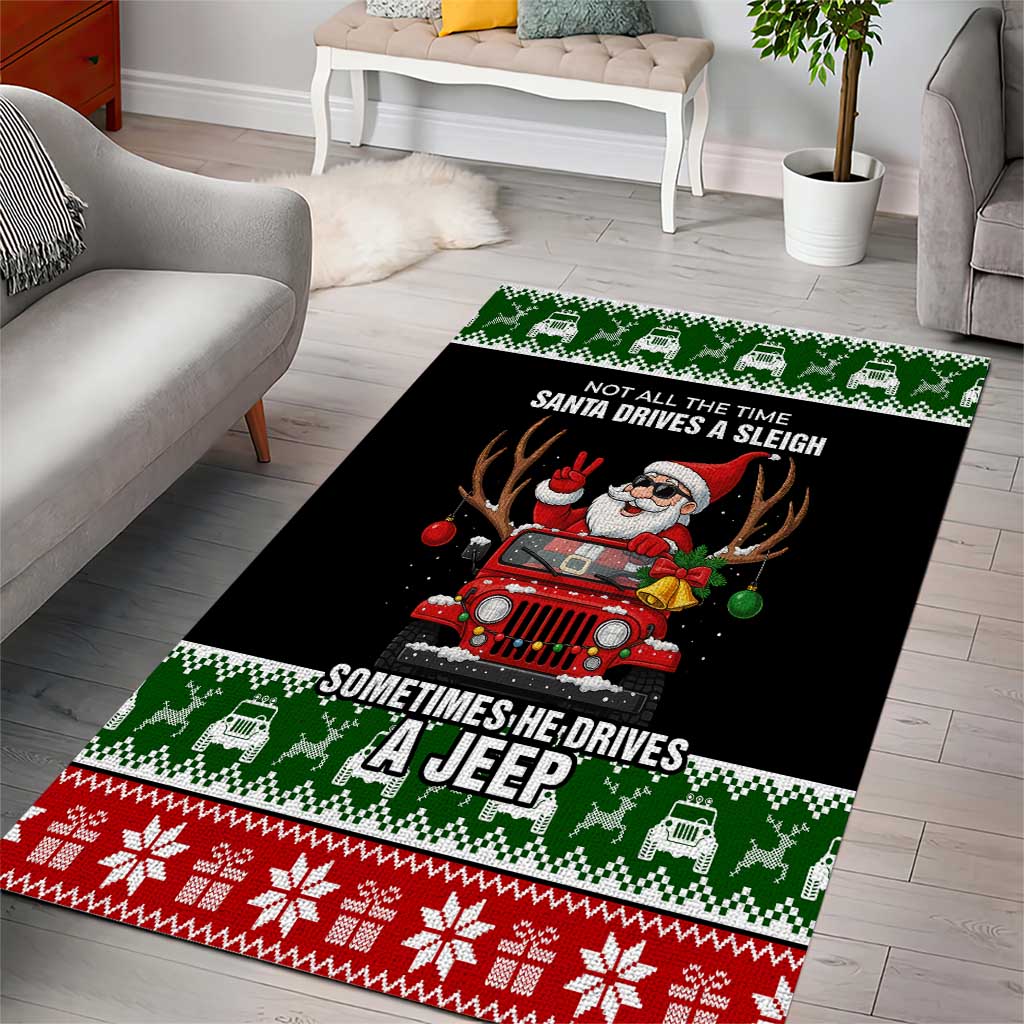 Santa Claus Drive A JEEP Area Rug Funny Xmas Holiday Patterns TS04