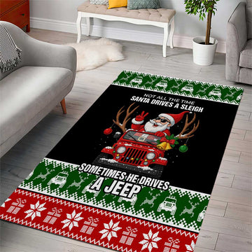 Santa Claus Drive A JEEP Area Rug Funny Xmas Holiday Patterns TS04