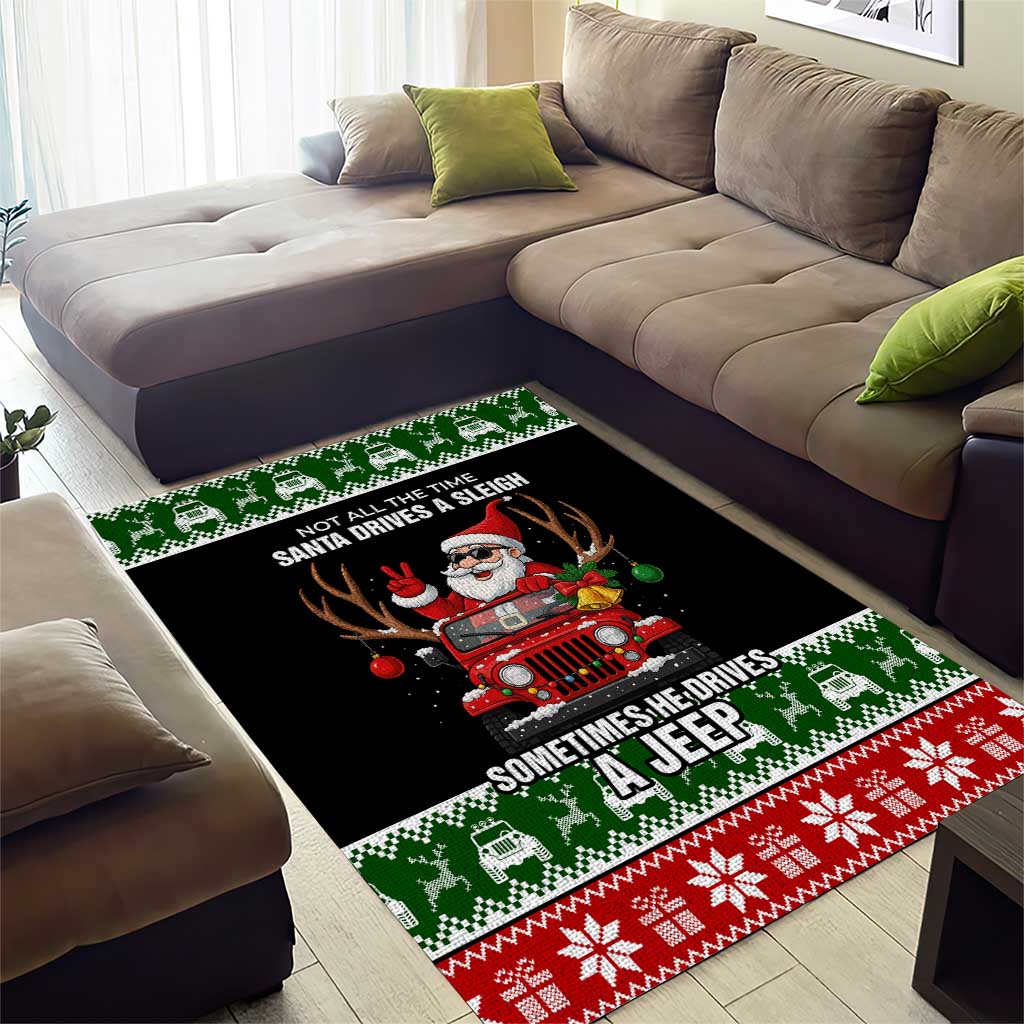 Santa Claus Drive A JEEP Area Rug Funny Xmas Holiday Patterns TS04