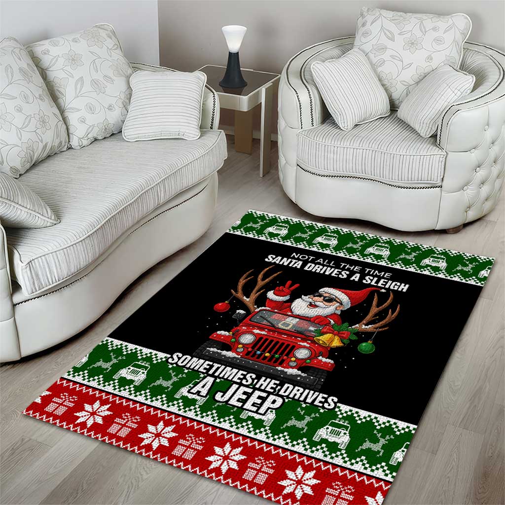 Santa Claus Drive A JEEP Area Rug Funny Xmas Holiday Patterns TS04