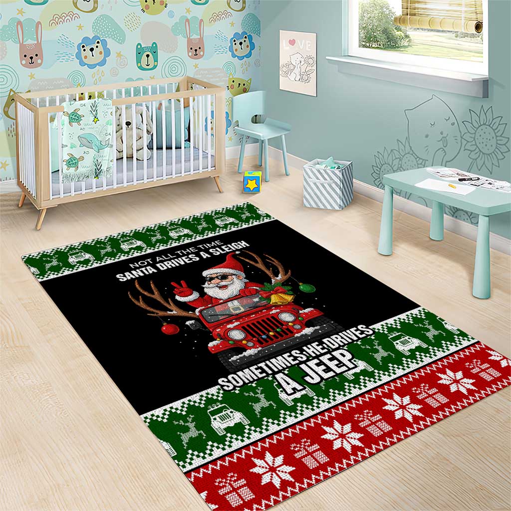 Santa Claus Drive A JEEP Area Rug Funny Xmas Holiday Patterns TS04