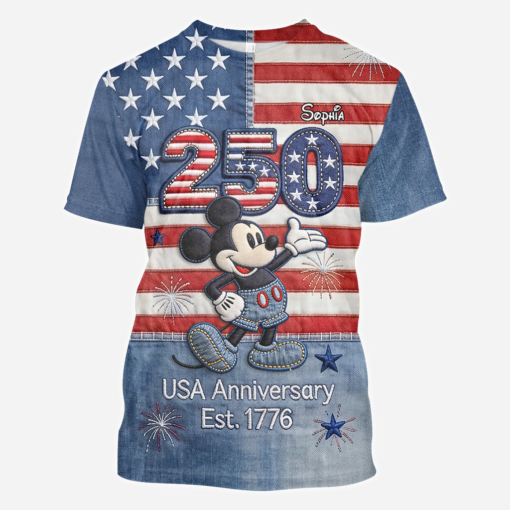 MkMo 250Th Anniversary With Magical Mouse - Personalized All Over Shirt - Independence Gift For Movie Fans