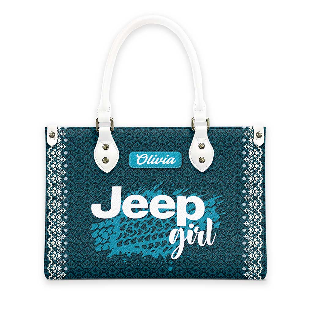Personalized Jeep Girl Tire Tracks Leather Handbag TN2407261603