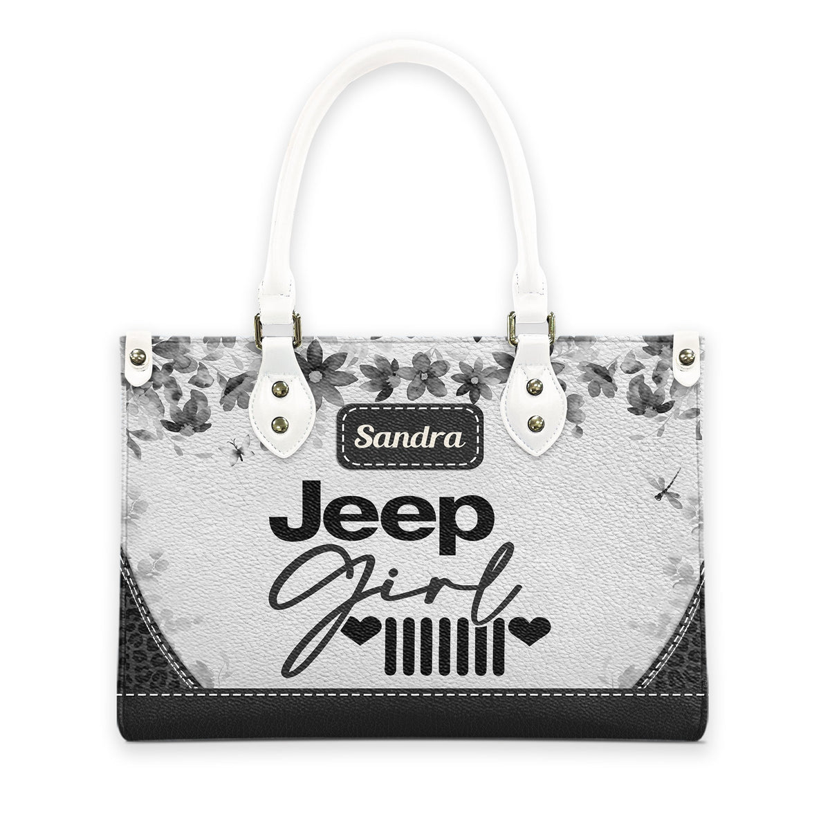 Personalized Jeep Girl Heart Grille Leather Handbag TN2407261606