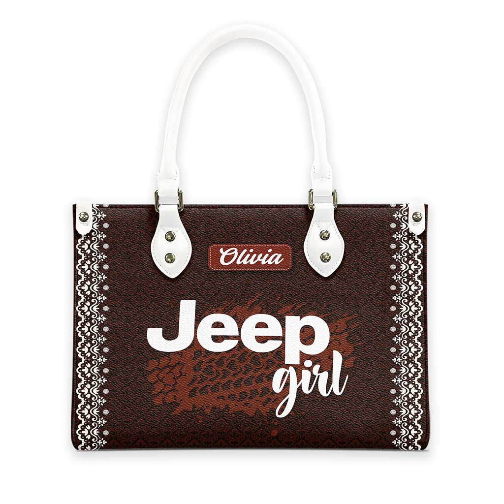 Personalized Jeep Girl Tire Tracks Leather Handbag TN2407261603