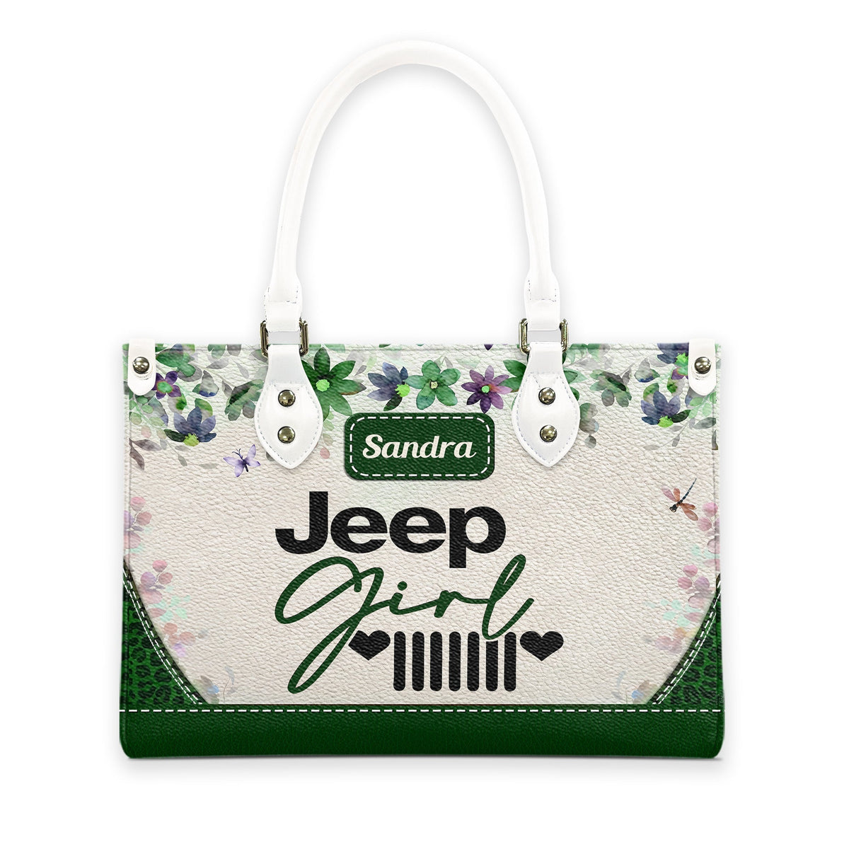 Personalized Jeep Girl Heart Grille Leather Handbag TN2407261606