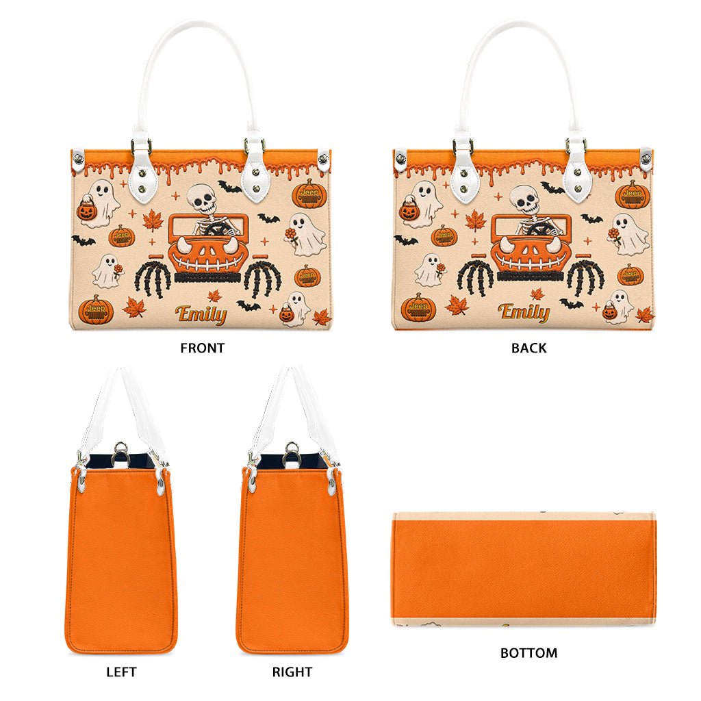 Jeep Halloween Spooky Vibe Personalized Leather Handbag-DN2808261125