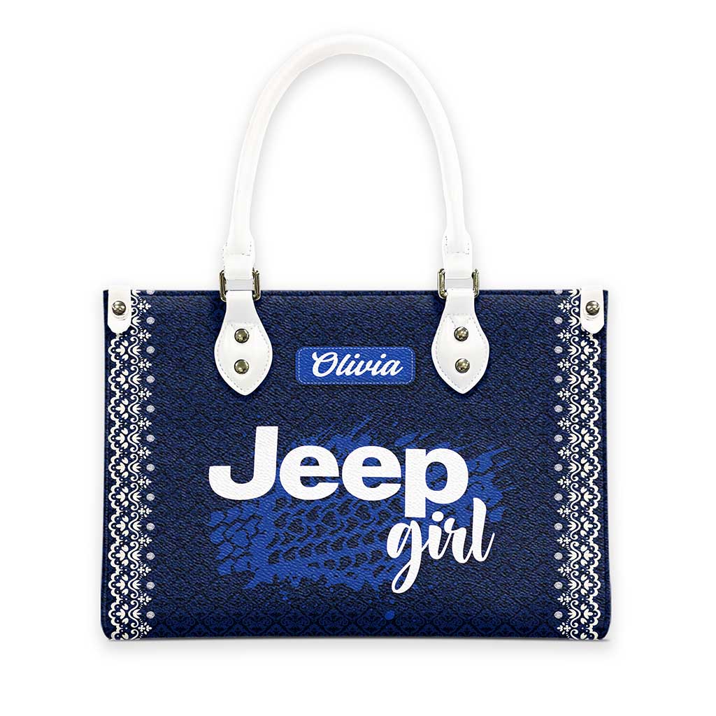 Personalized Jeep Girl Tire Tracks Leather Handbag TN2407261603