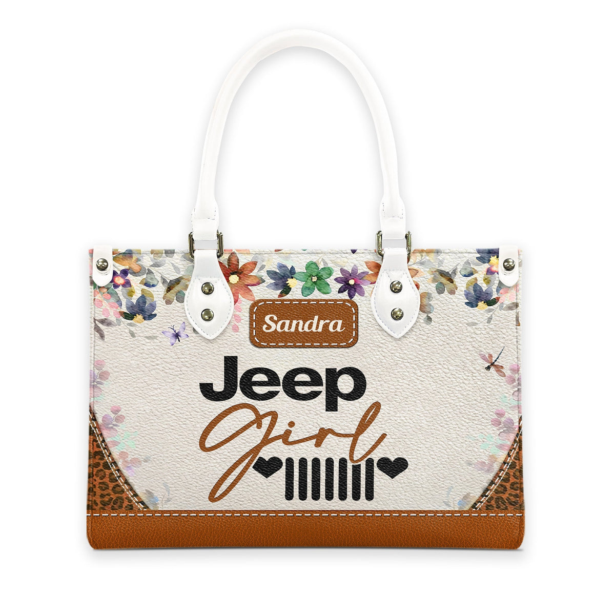 Personalized Jeep Girl Heart Grille Leather Handbag TN2407261606