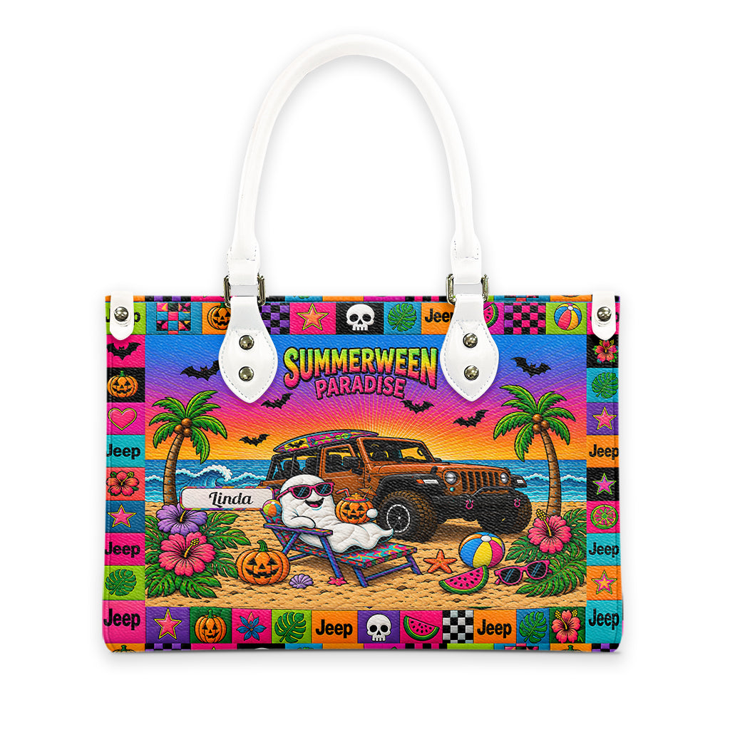Jeep Summerween Paradise Ghost Beach Personalized Leather Handbag-DN2808261127