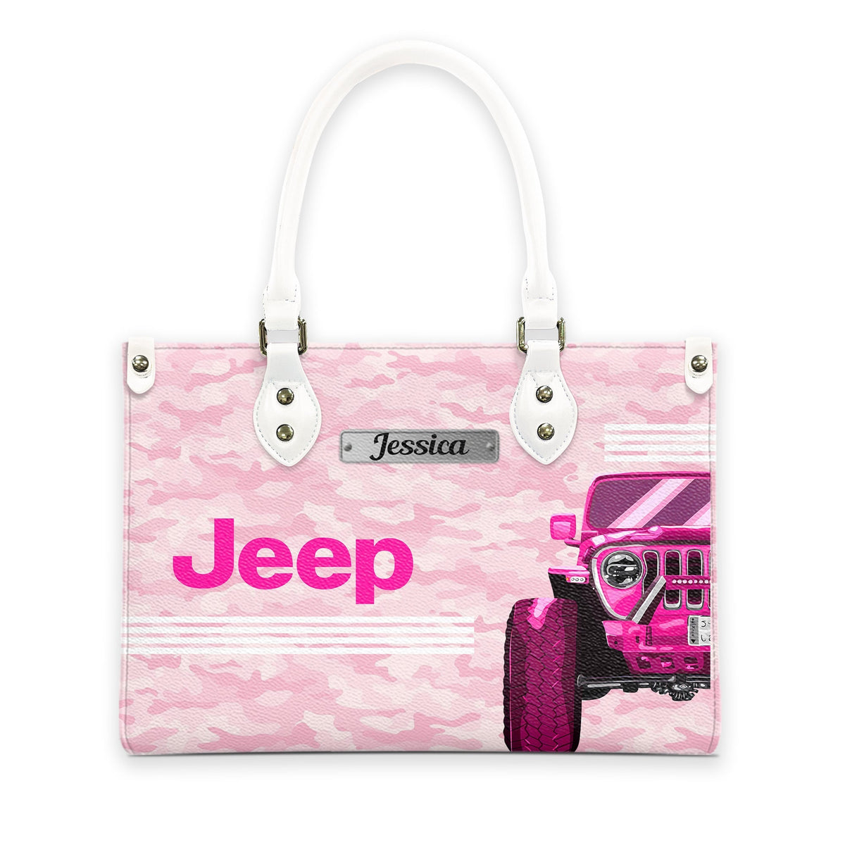 Personalized Jeep Girl Camo Zipper Leather Handbag TN2407261605