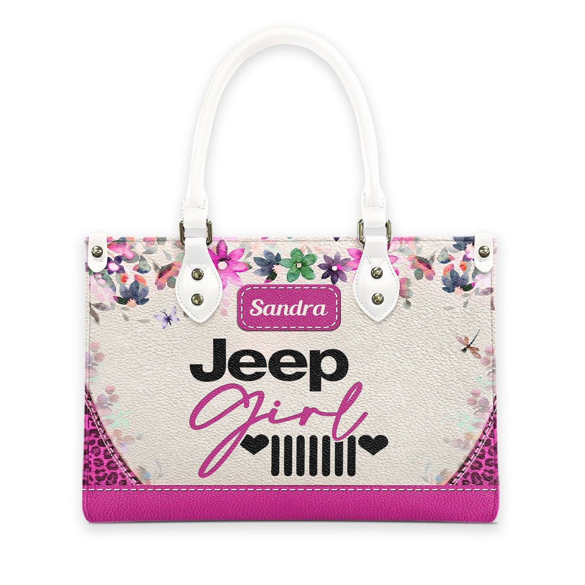 Personalized Jeep Girl Heart Grille Leather Handbag TN2407261606