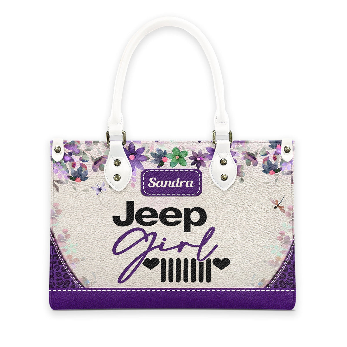 Personalized Jeep Girl Heart Grille Leather Handbag TN2407261606