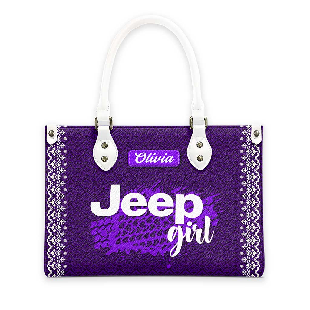 Personalized Jeep Girl Tire Tracks Leather Handbag TN2407261603