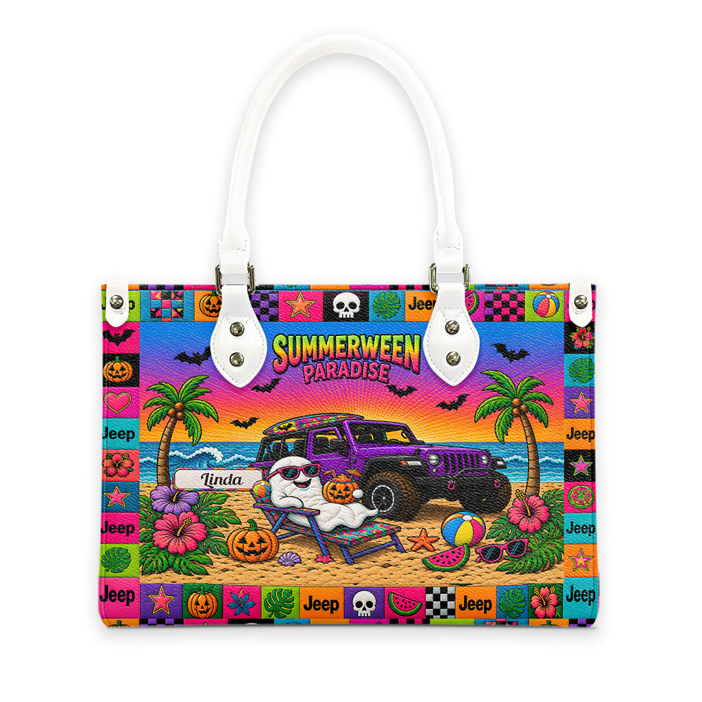 Jeep Summerween Paradise Ghost Beach Personalized Leather Handbag-DN2808261127